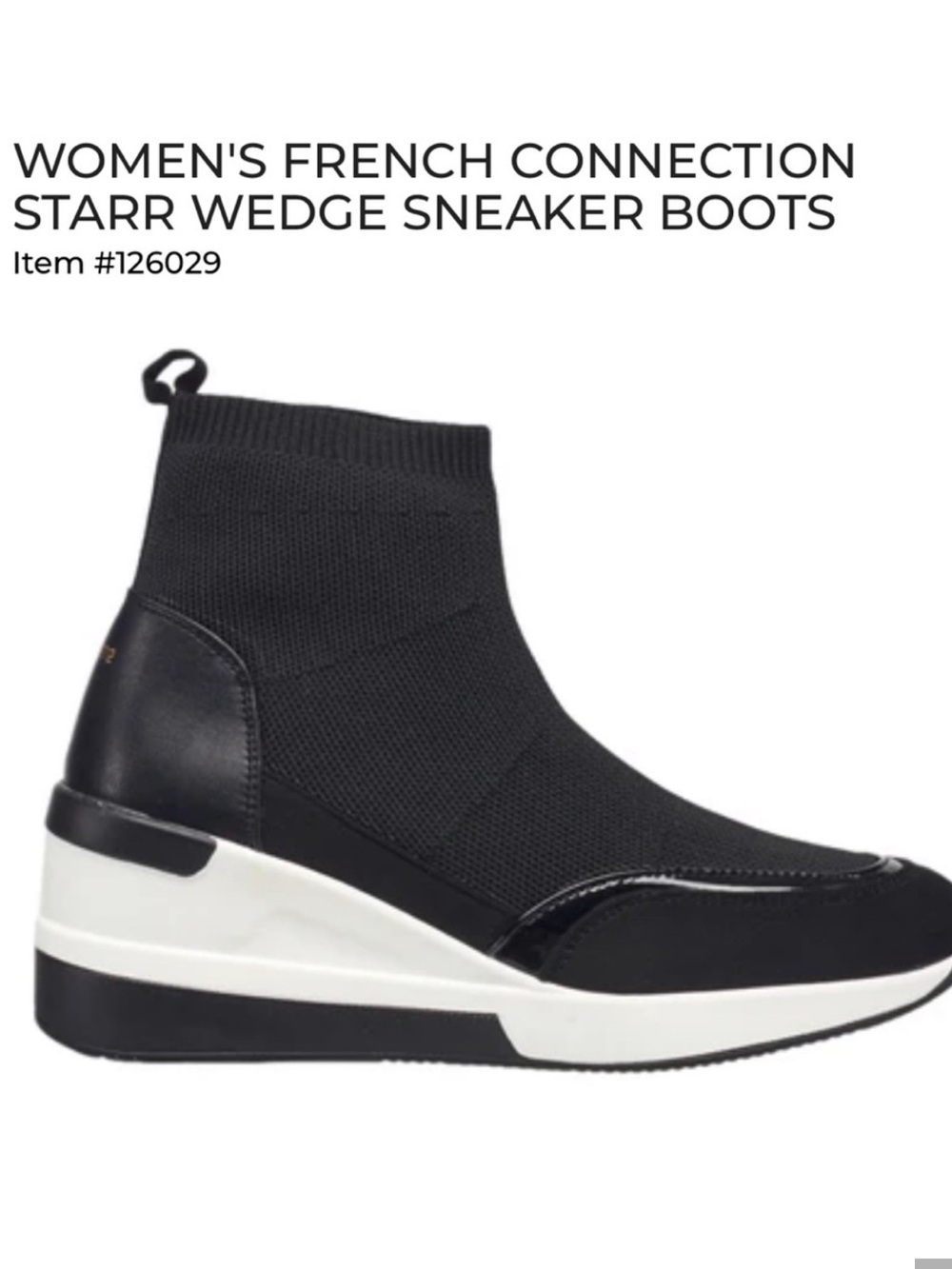 NWT French Connection | Starr Black Wedge Sneaker Sock Ankle Boot Women’s US 11 - Picture 3 of 5